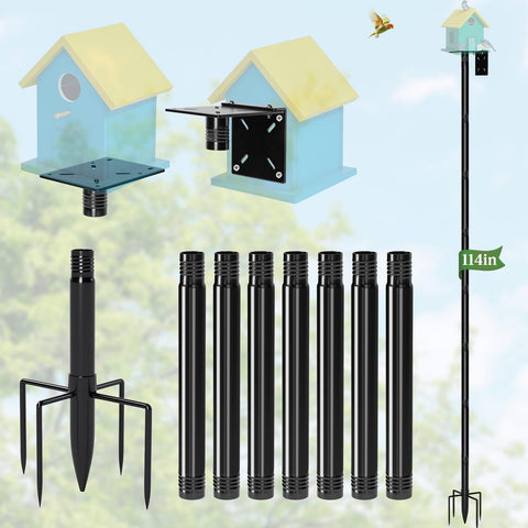 ISENLAND heavy-duty metal birdhouse pole for durable outdoor use.
