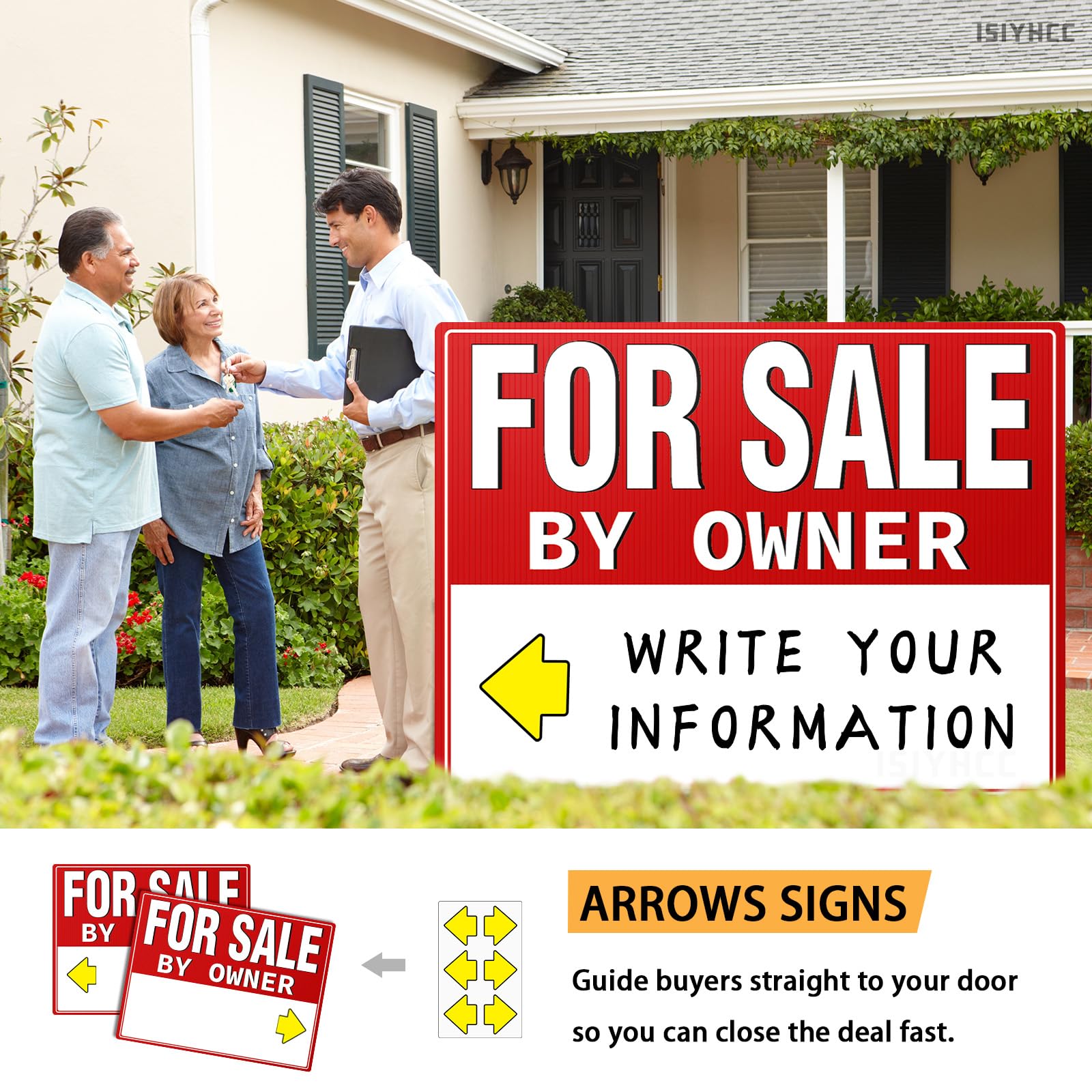 ISIYHCC 2-pack FSBO signage — professional branding for curb appeal and credibility.
