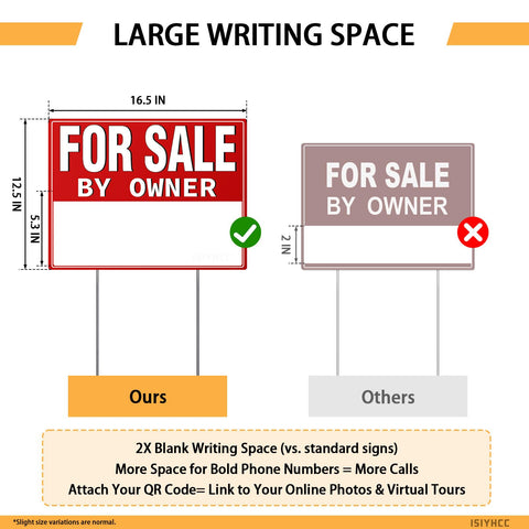 ISIYHCC 2-pack writing area 17x13 — accommodates bold contact numbers and QR codes.
