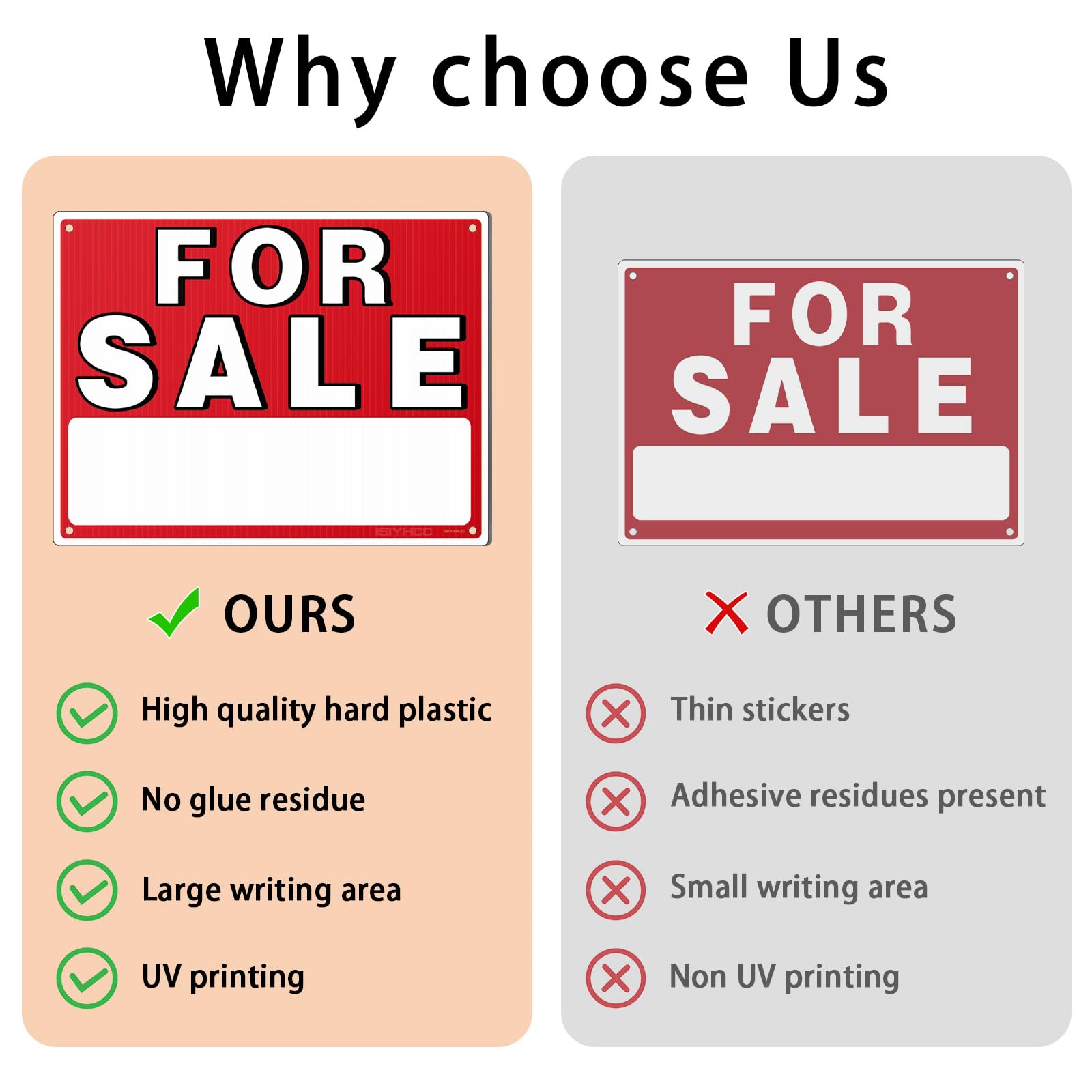 ISIYHCC for sale sign bulk pack four signs saves time and effort.
