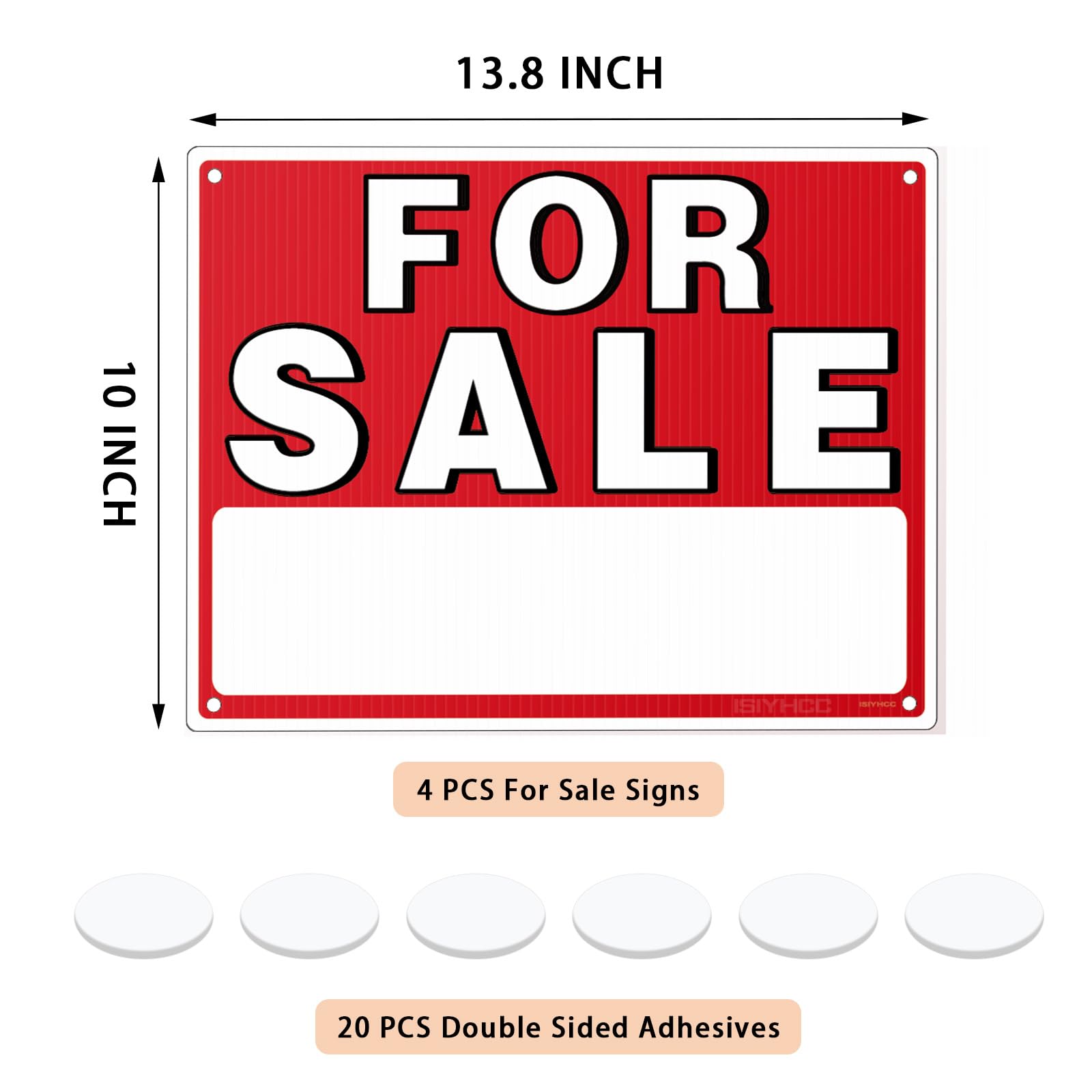 ISIYHCC for sale sign car 14x10 double-sided boosts exposure on both sides.