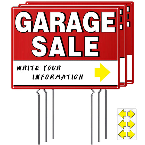 ISIYHCC garage sale sign 17x13 double-sided attracts attention from every direction.