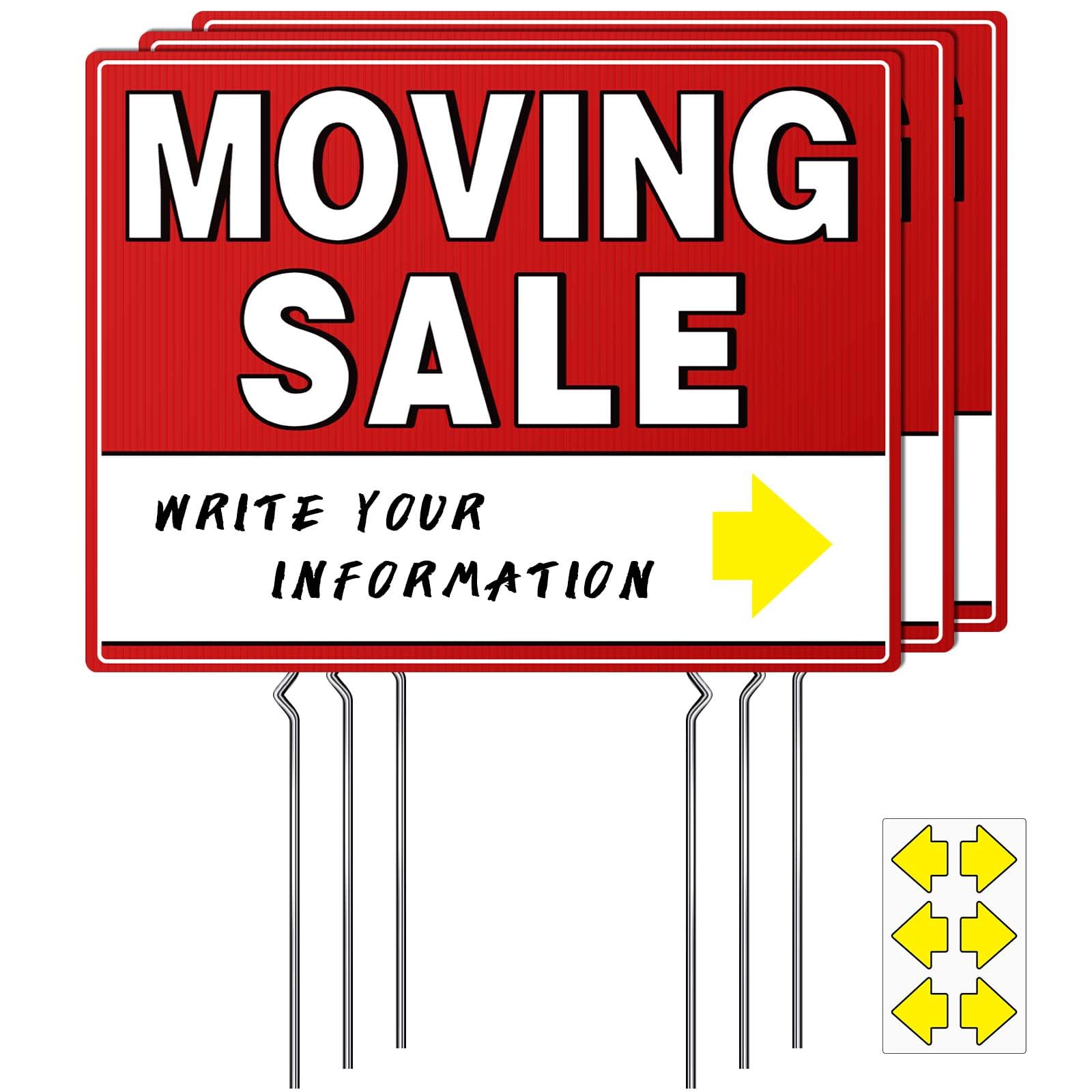 ISIYHCC moving sale signs 3-pack improve visibility to locate your sale