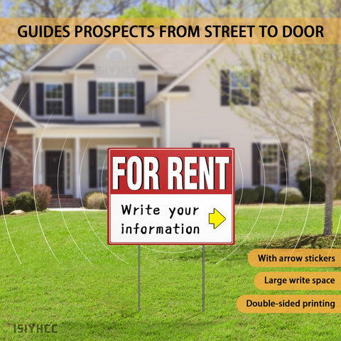 ISIYHCC rent sign 2-pack back view enhances visibility from both directions