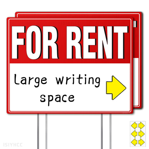 ISIYHCC rent sign 2-pack front view with clear street readability