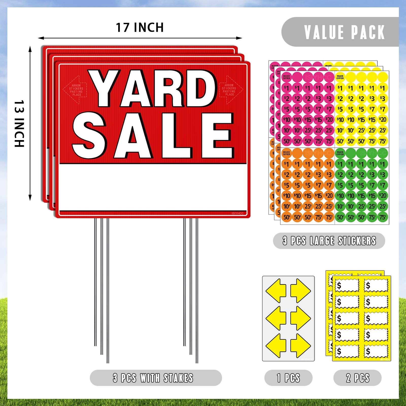 ISYHCC yard sale price stickers 420-set provide quick, flexible pricing options.