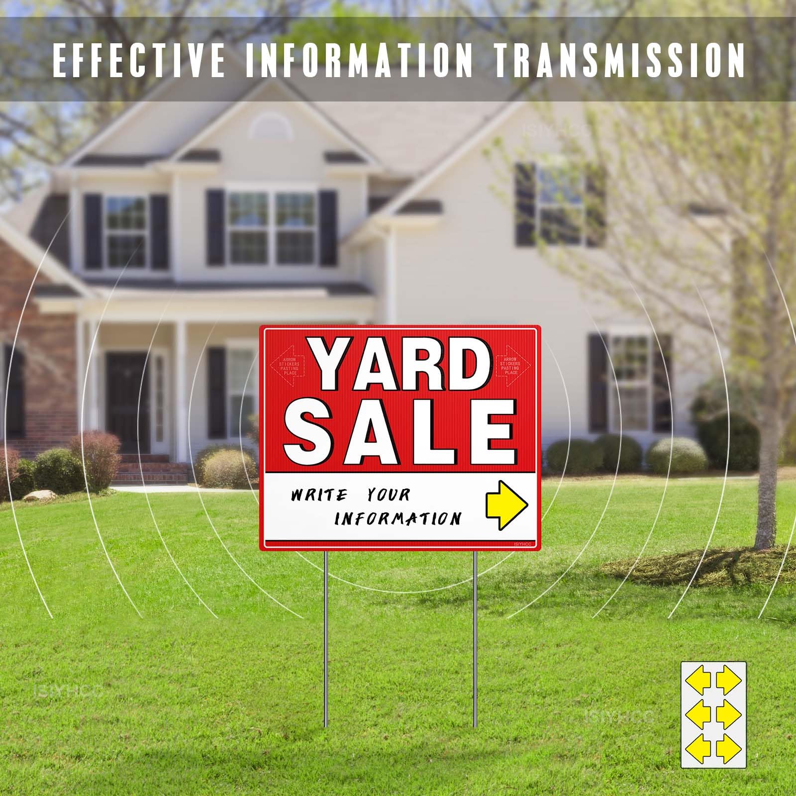ISYHCC weatherproof yard sale sign resists wind and rain for long-lasting use.