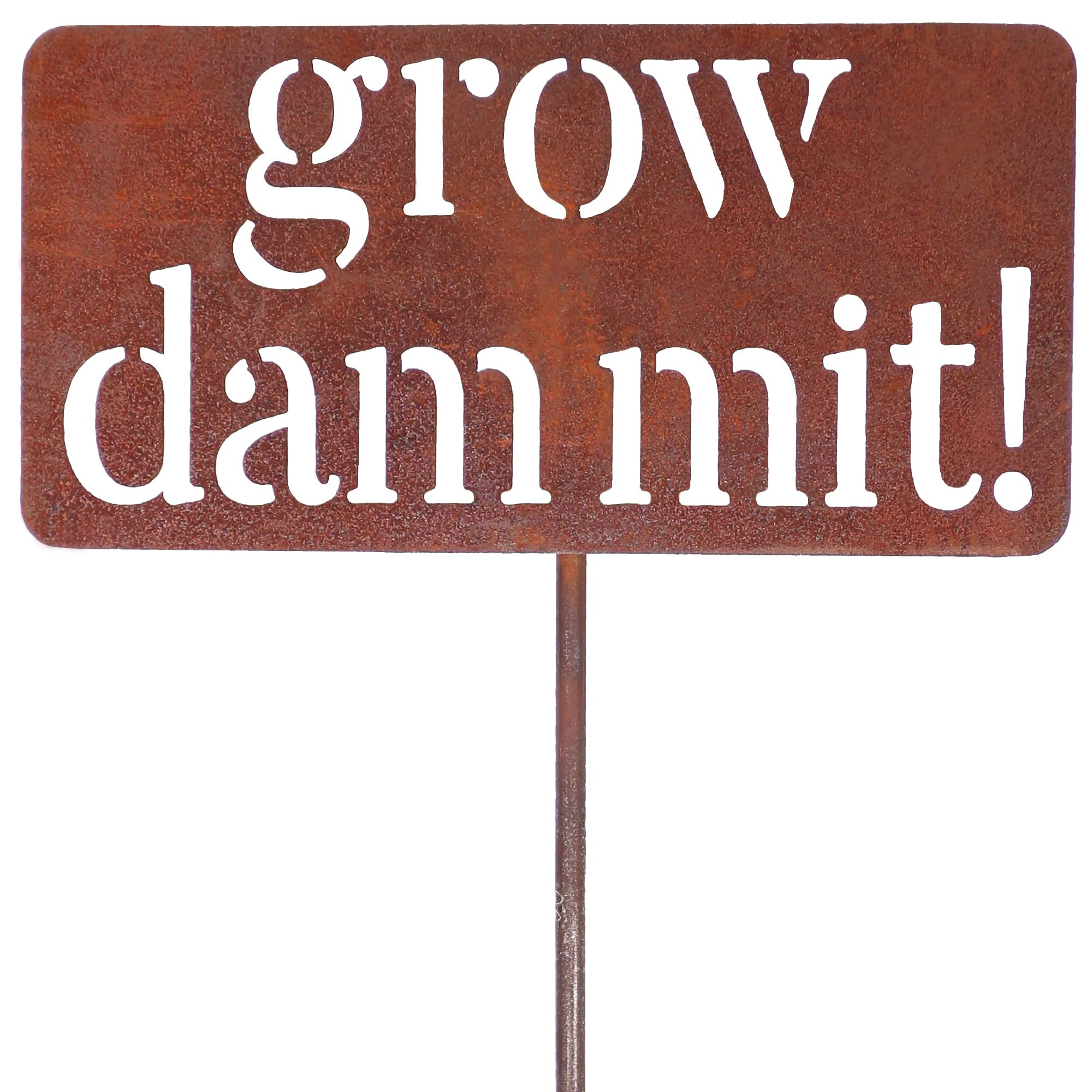 Island Genius Grow Dammit garden sign for outdoor display and garden humor.