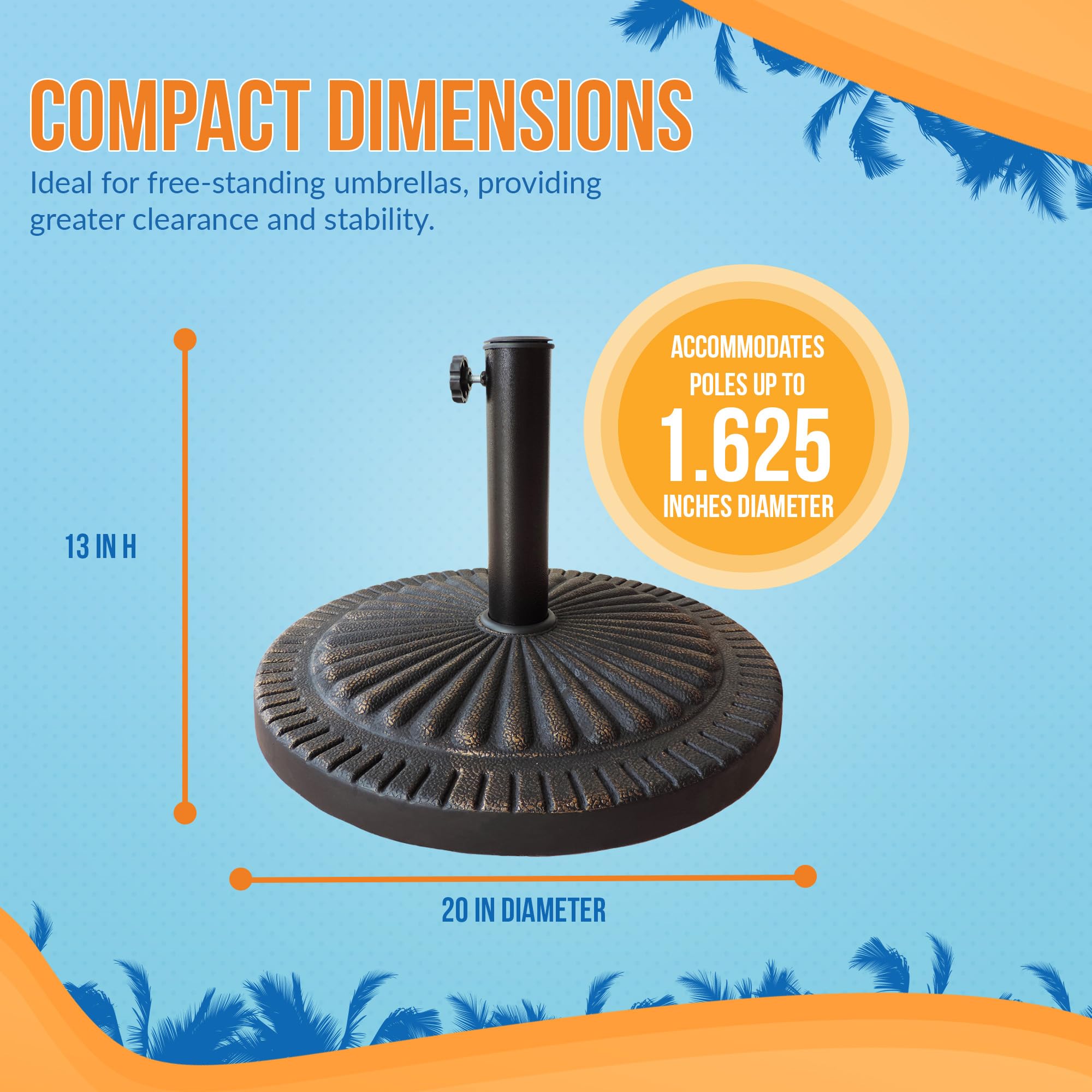 Island Umbrella anchoring knobs secure umbrella poles