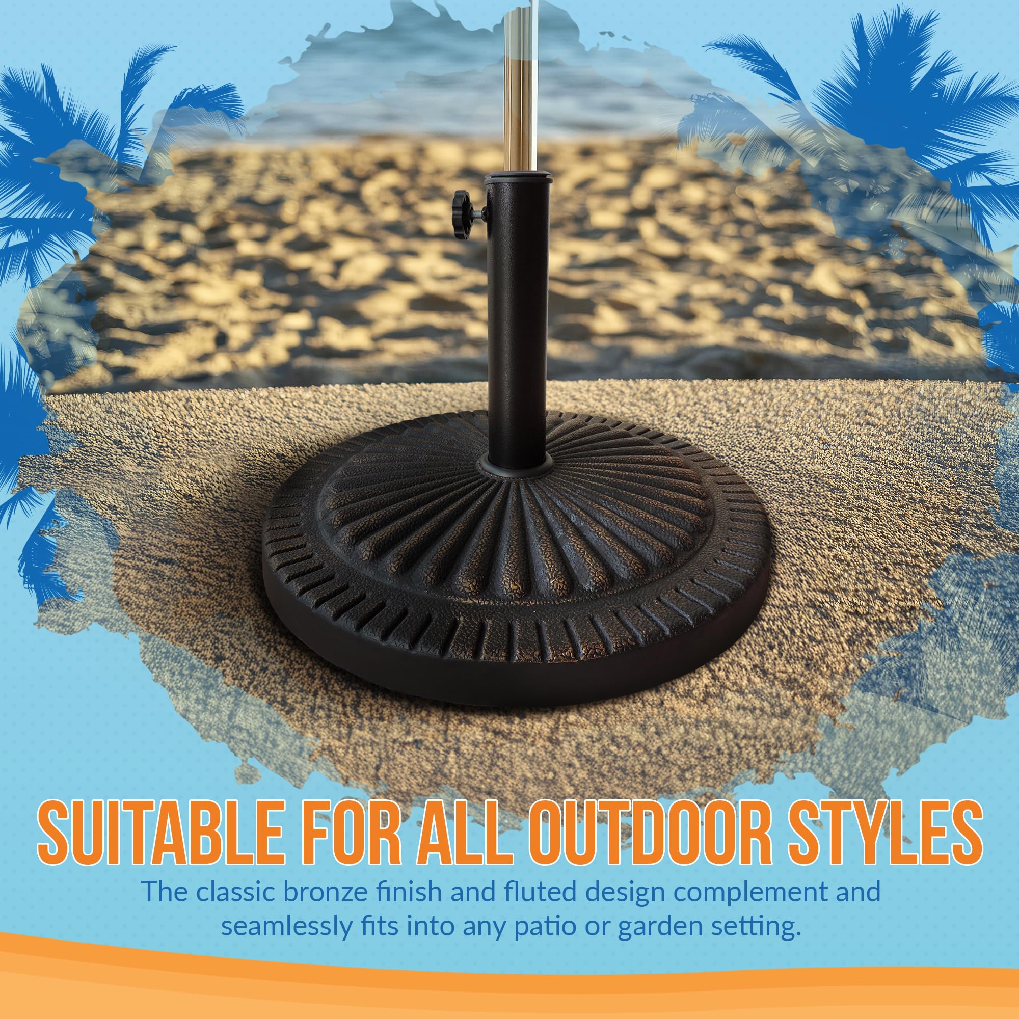 Island Umbrella base dimensions 20x20x13 inches for space planning