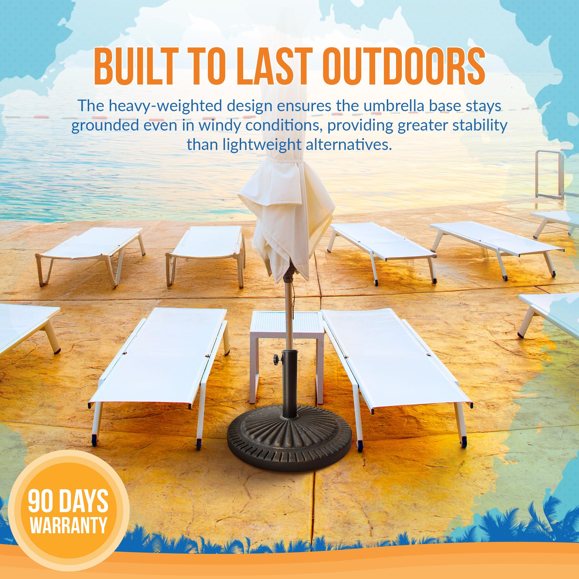 Island Umbrella base on patio or deck setup for stability