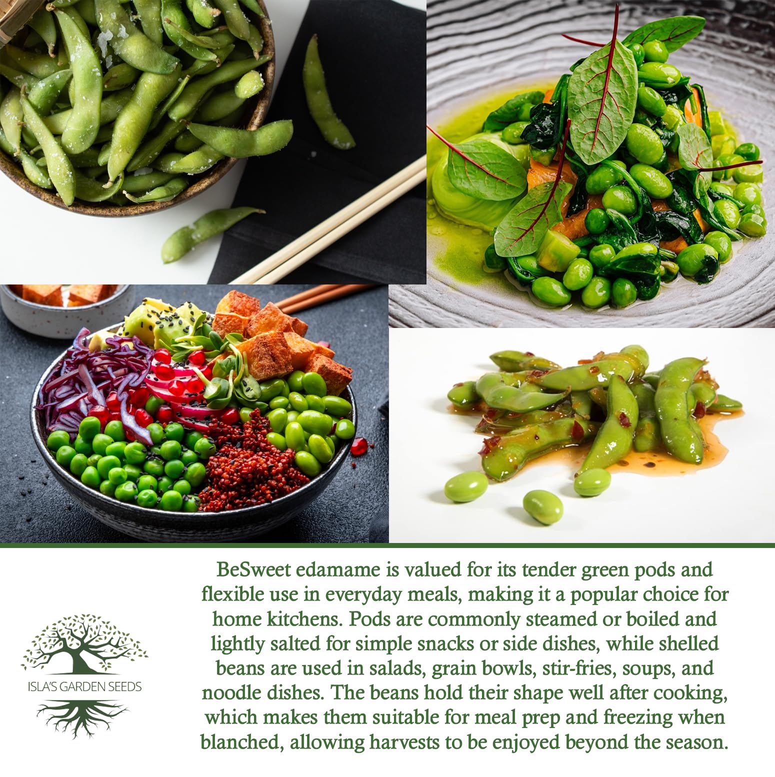 Included planting guidelines help space BeSweet edamame seeds correctly.