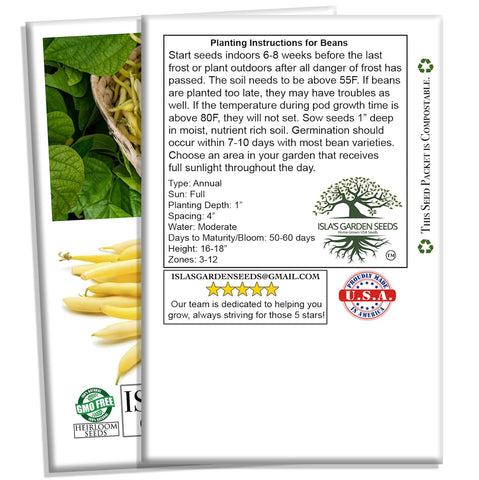 Isla's Garden Seeds Cherokee Wax Beans cold-tolerant bush variety