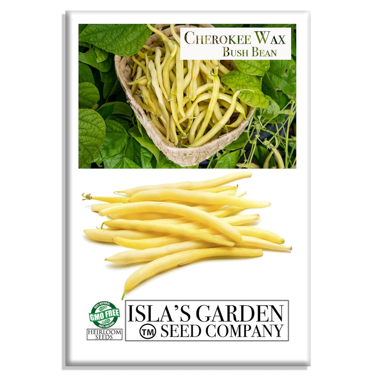 Isla's Garden Seeds Cherokee Wax Beans yellow pods for fresh eating