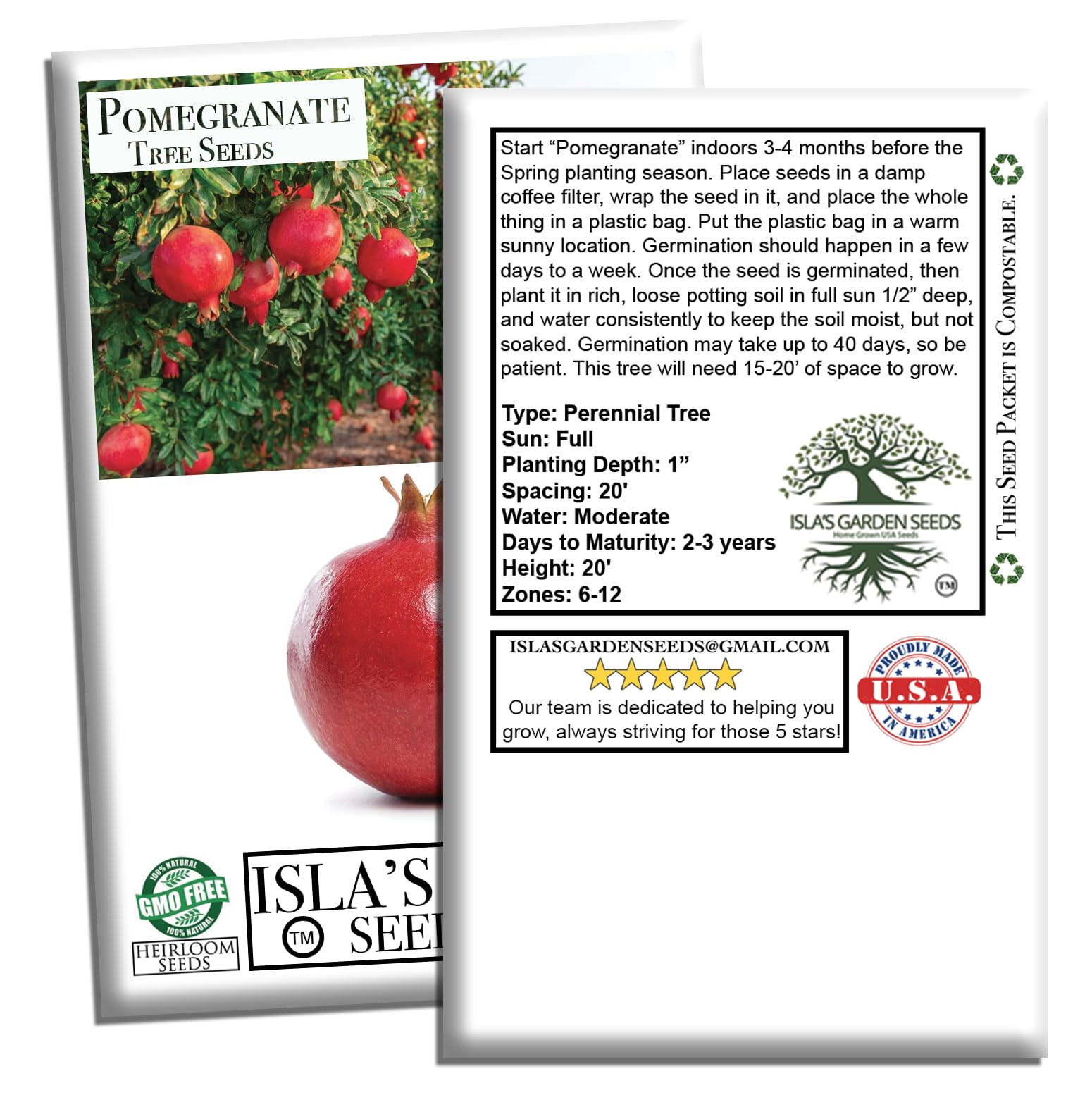 Greenhouse-ready setup for pomegranate seeds from Isla's Garden Seeds