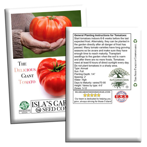 Isla's Garden Seeds Indeterminate beefsteak tomato on a trellis for support