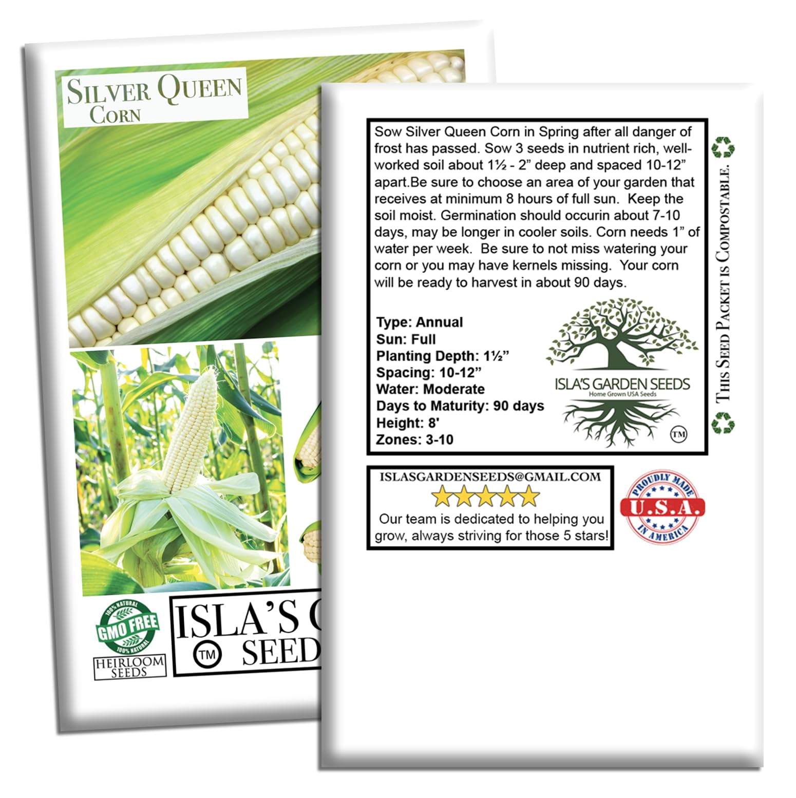 Garden bed layout for Silver Queen with well-spaced rows
