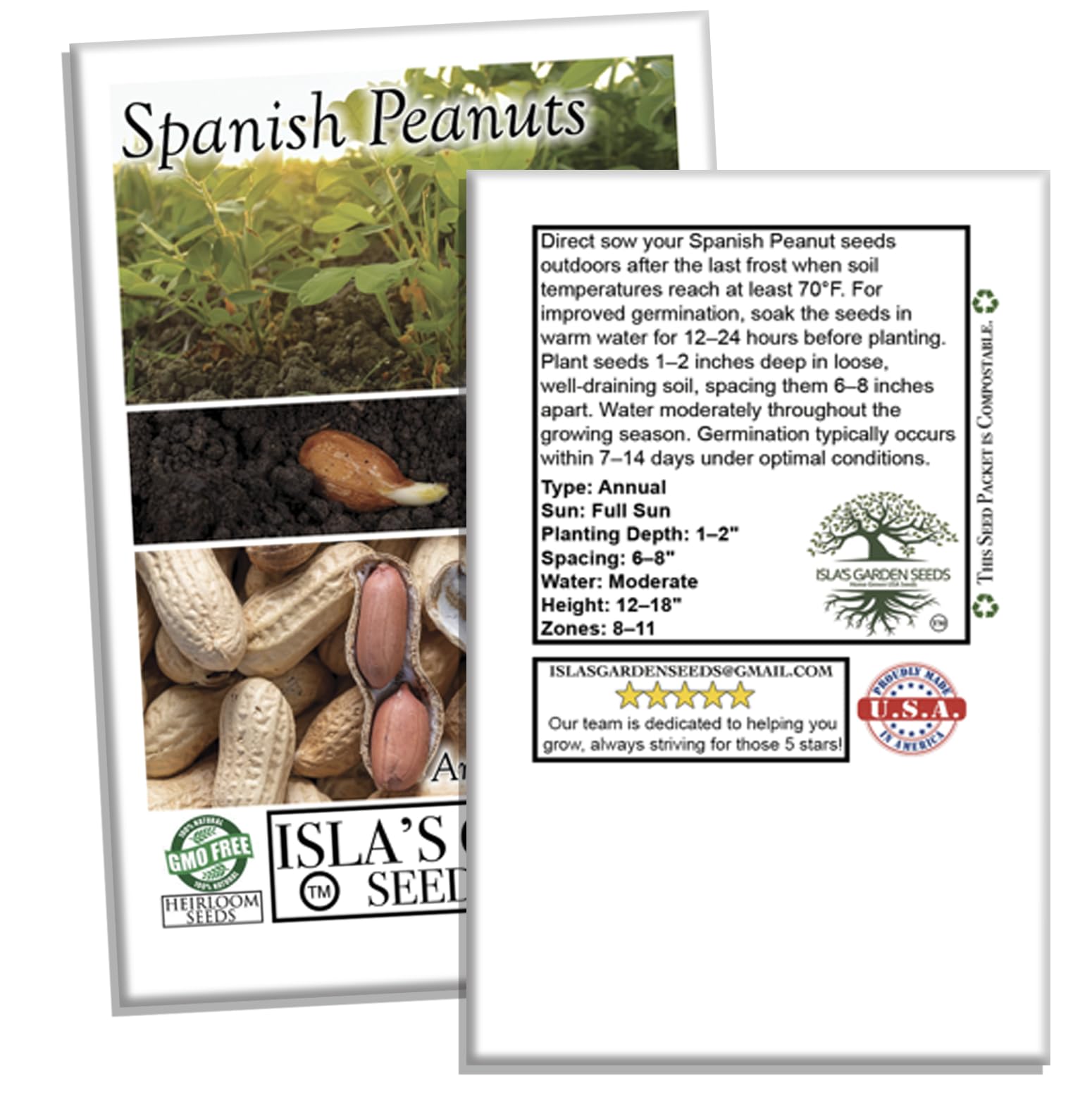 Isla’s Garden Seeds Spanish peanut seeds – warm-climate friendly backyard crop.