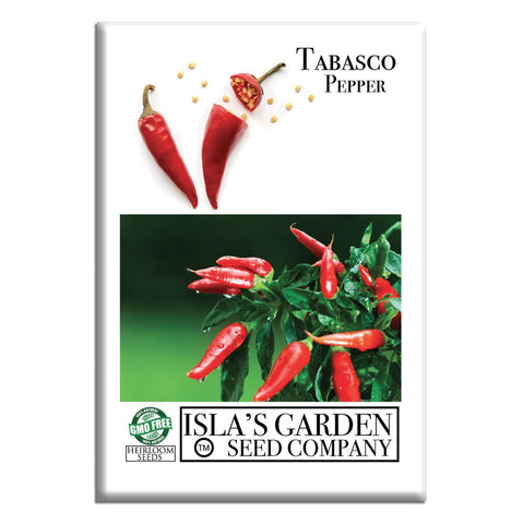 Isla's Garden Seeds Tabasco Red Hot Pepper Seeds ready for planting with bold heat potential.