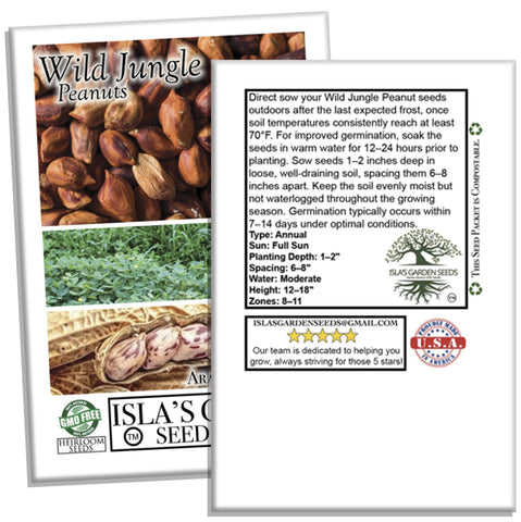 Isla's Garden Seeds Wild Jungle Peanut pack ready for planting at home.