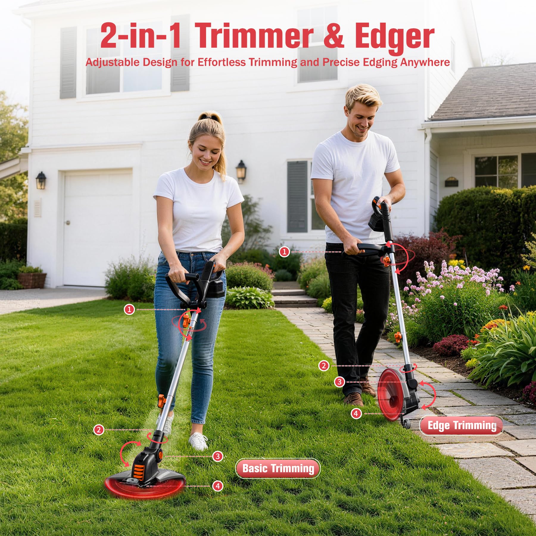 ISPRINTIME 12-inch cutting path for wider lawn coverage