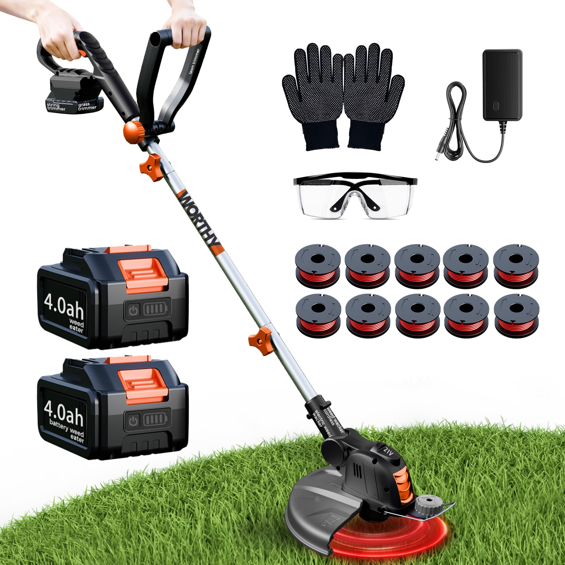 ISPRINTIME electric weed wacker with 9000 RPM cutting head for fast trimming