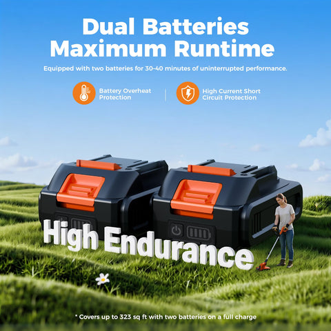 ISPRINTIME includes two 2.0Ah batteries for longer cordless sessions