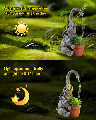 iStatue elephant succulent pot brings miniature greenery to your garden.
