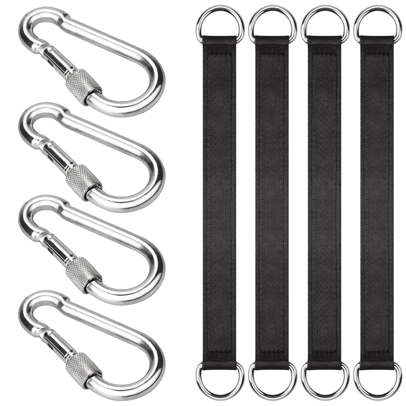 ISUSSER tree swing straps 4-pack with carabiners for sturdy outdoor swings.