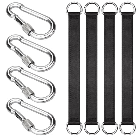 ISUSSER tree swing straps 4-pack with carabiners for sturdy outdoor swings.