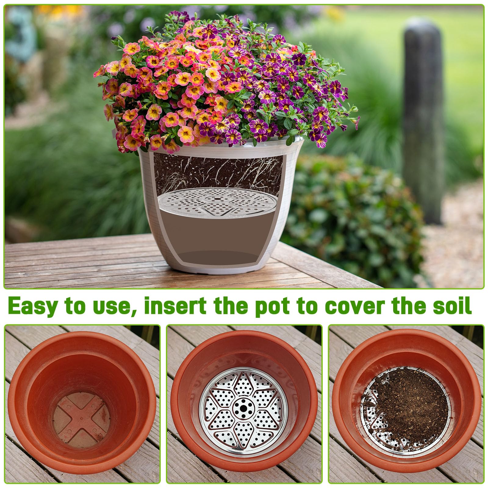 ISYOKE round planter insert helps lighten pot weight