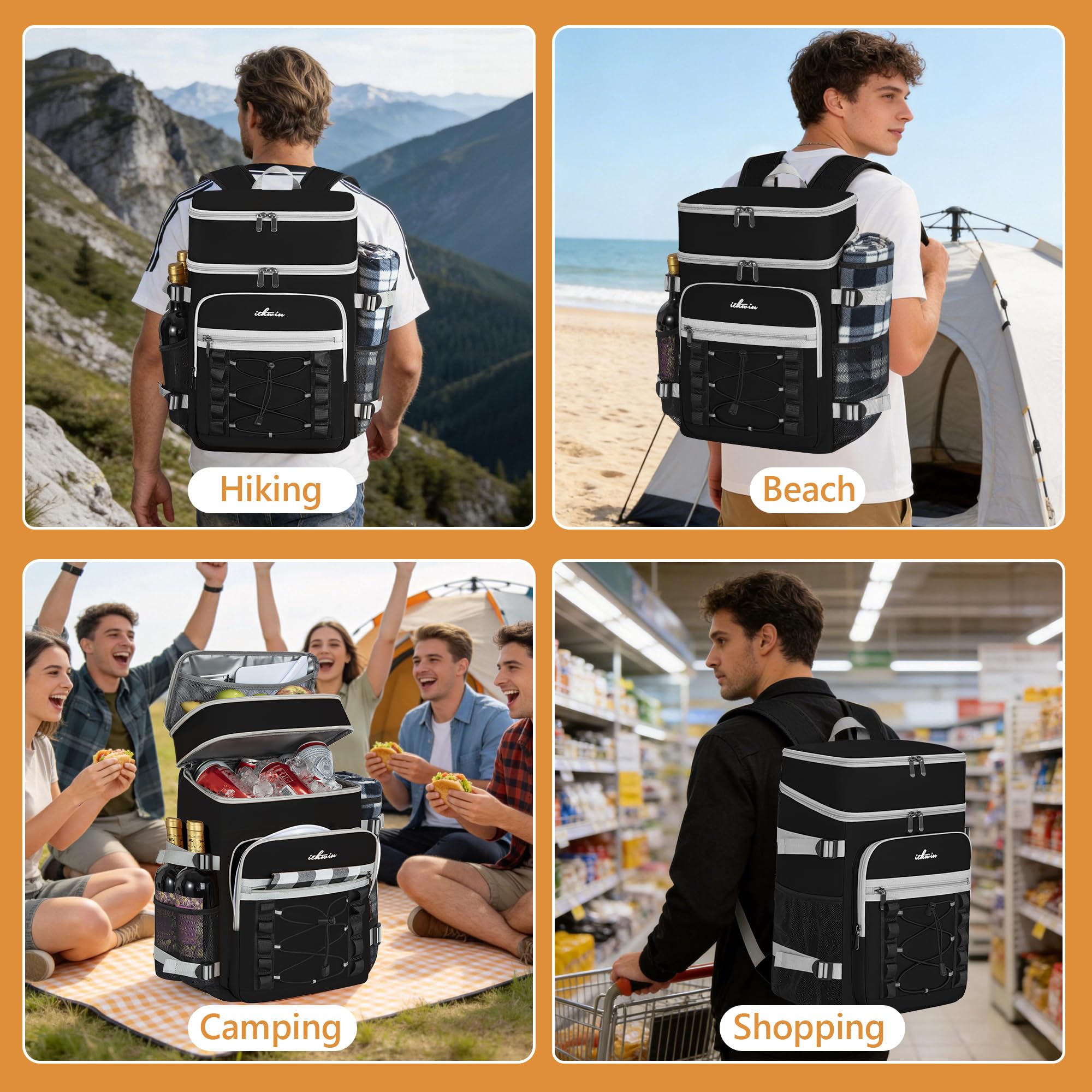 ITHWIU Cooler Backpack versatile for lunch, hiking, camping and travel