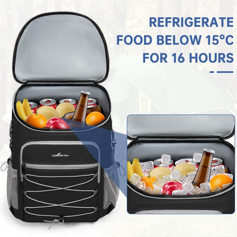ITHWIU cooler backpack side pockets for mats or bottles during picnics.