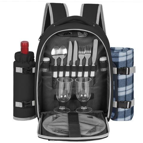 ITHWIU picnic backpack with insulated compartment keeps foods fresh during outdoor picnics.