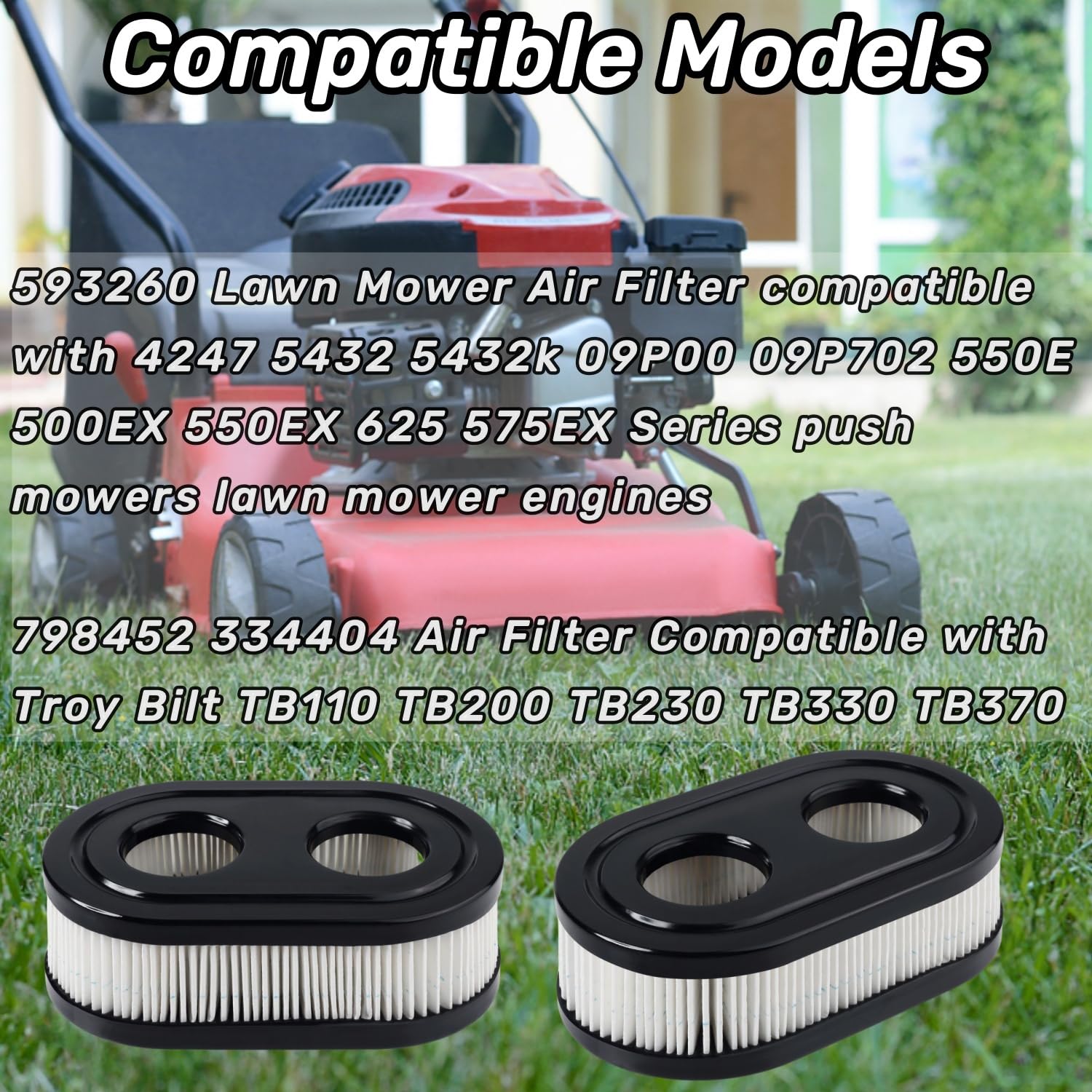ITidyHome 593260 air filter compatible with Troy-Bilt models for quick replacements.