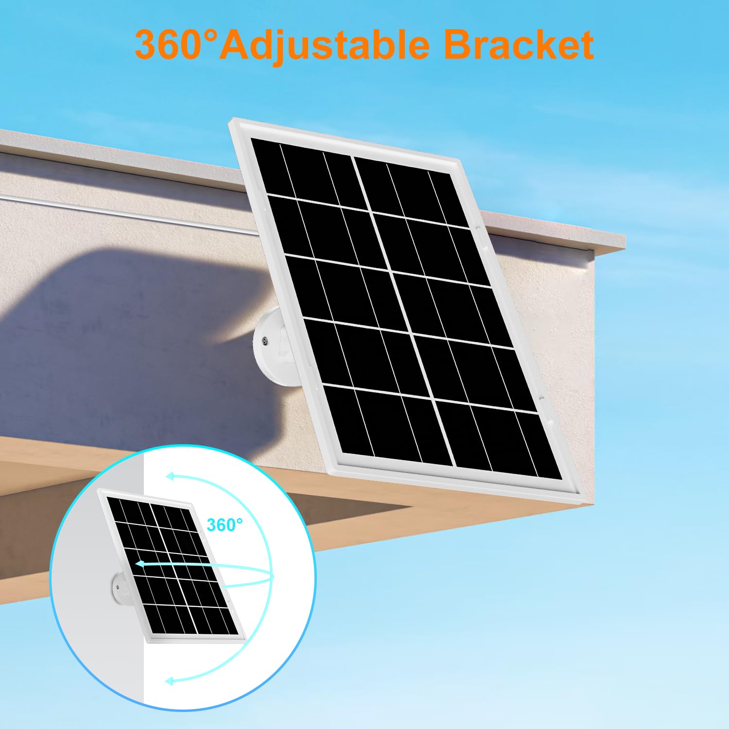 Itodos 7W solar panel cable routed neatly along the mounting surface.