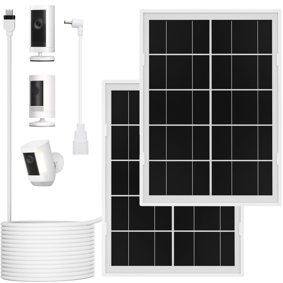 iTODOS 7W solar panel on Ring Cam front view for efficient recharging.