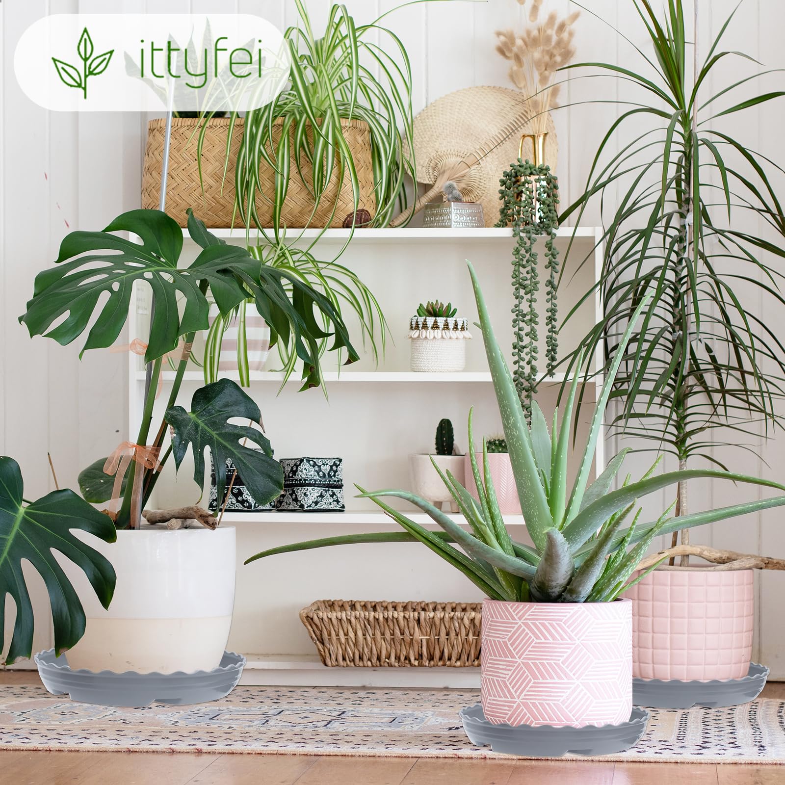ittyfei gray round plant saucer keeps planters dry and tidy