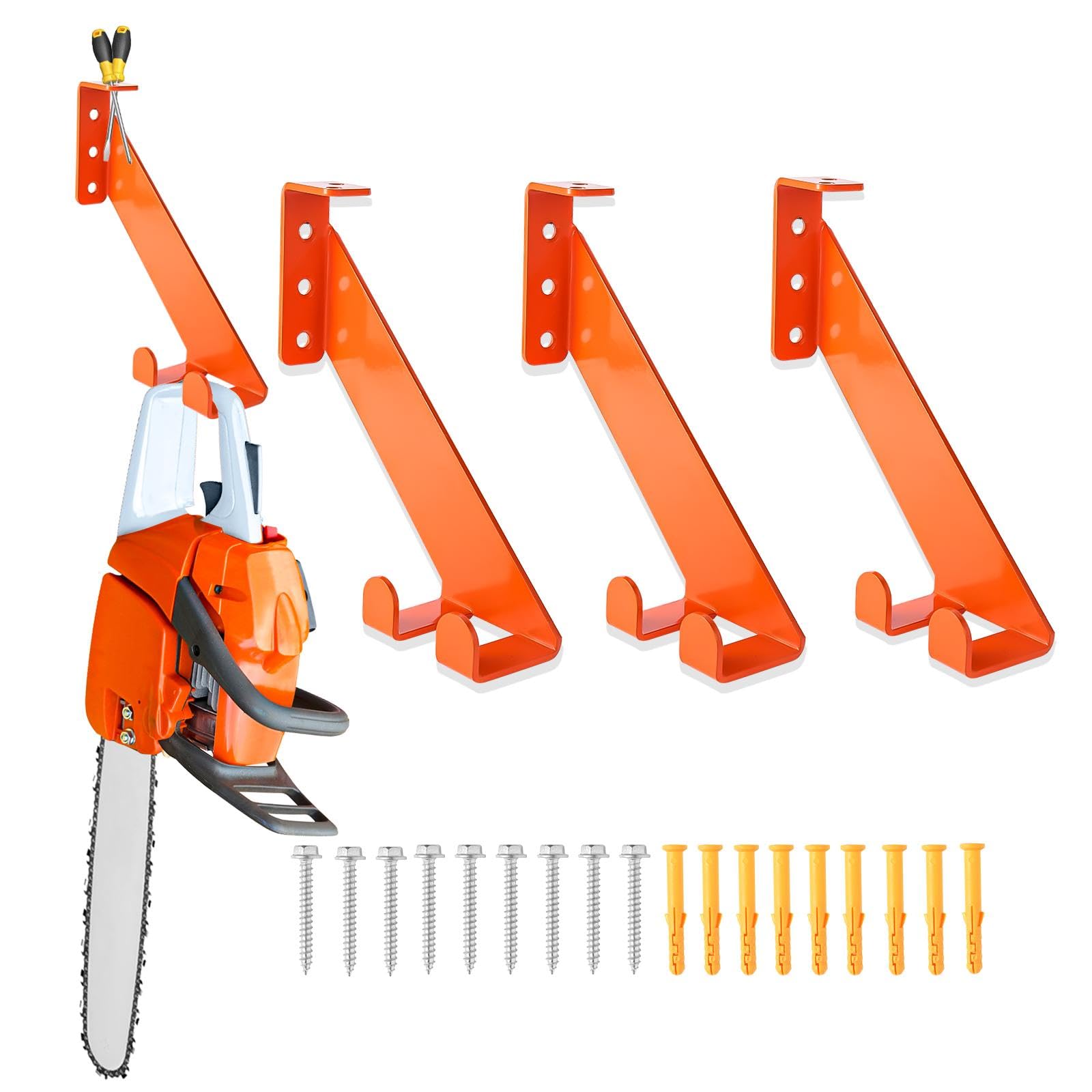 The iulrtba 3-in-1 chainsaw holder 10-inch keeps the saw organized for quick access.