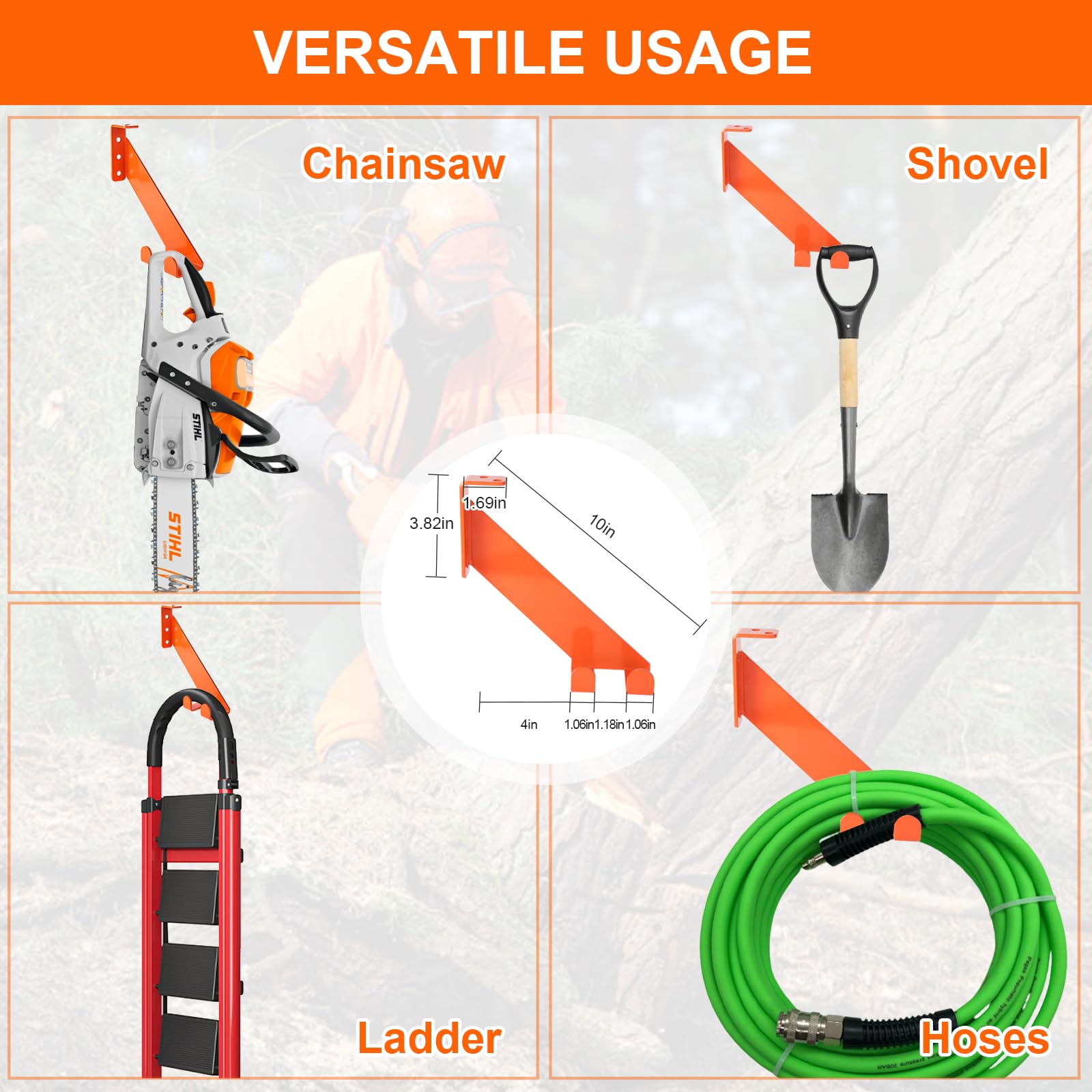 iulrtba chainsaw hanger side-mount prevents oil drips for clean operation.