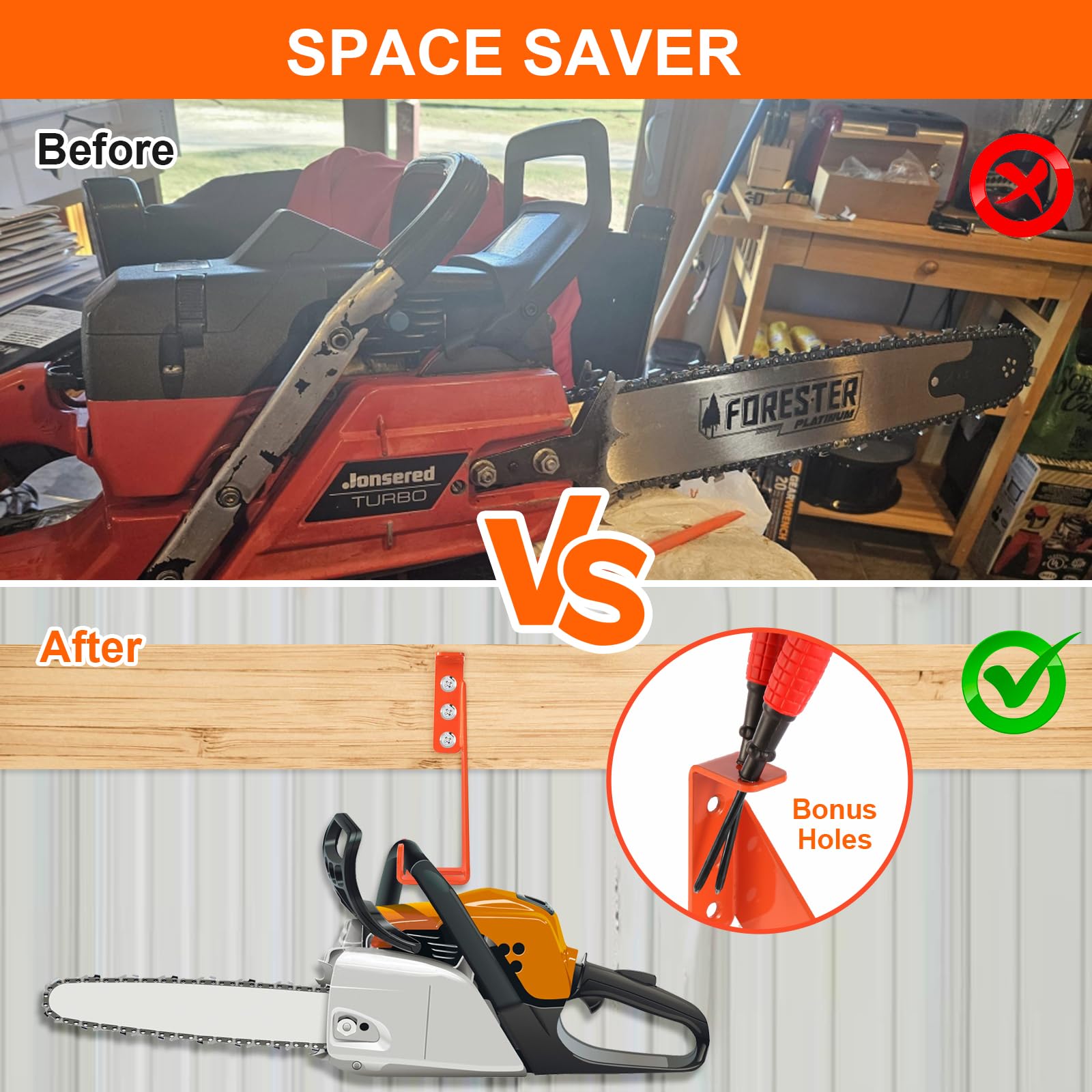 iulrtba heavy-duty chainsaw rack back view showing rugged construction