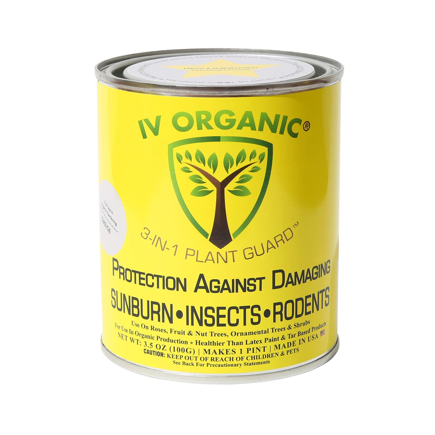 IV Organic 3-in-1 Plant Guard bottle closeup showing sun protection and pest deterrence