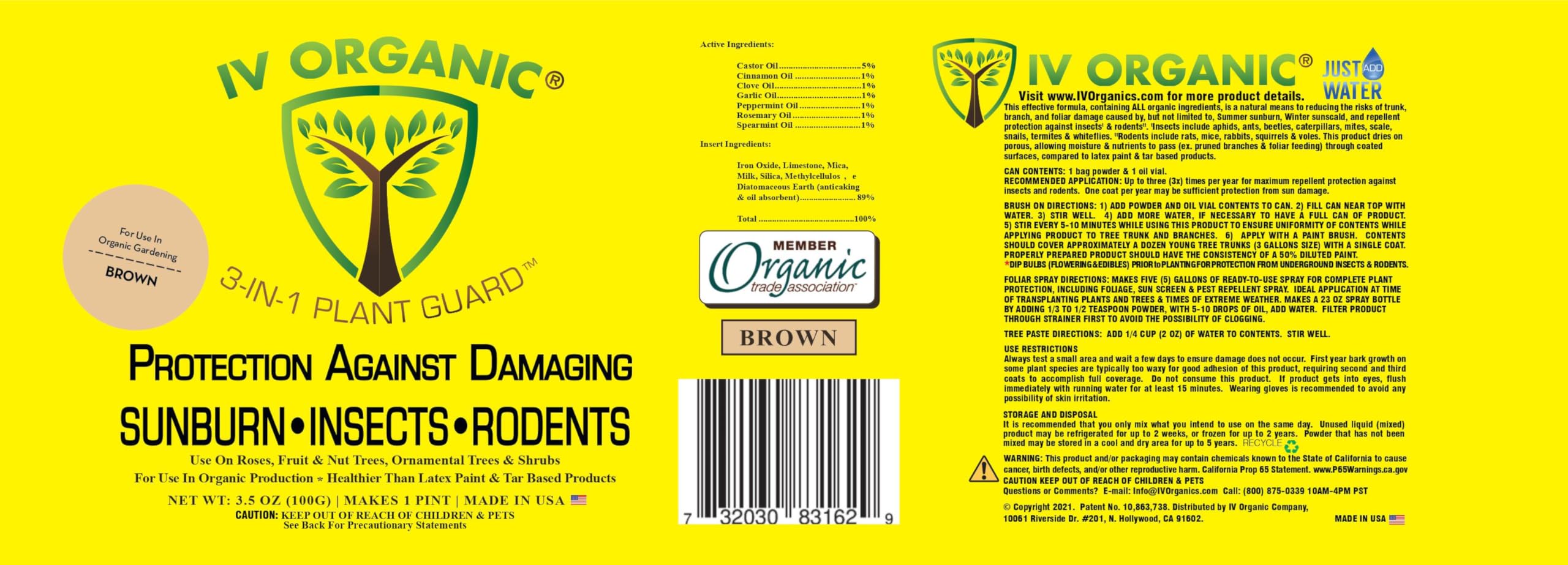 IV Organic 3-in-1 Plant Guard being brush-applied to a tree trunk for even coverage.