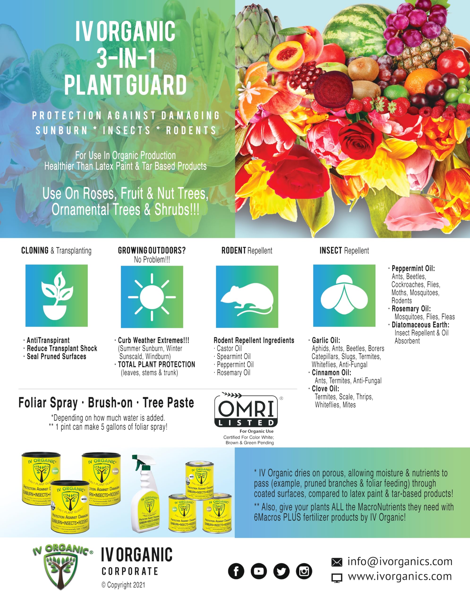 IV Organic White-Wash bottle protecting plants from sunscald