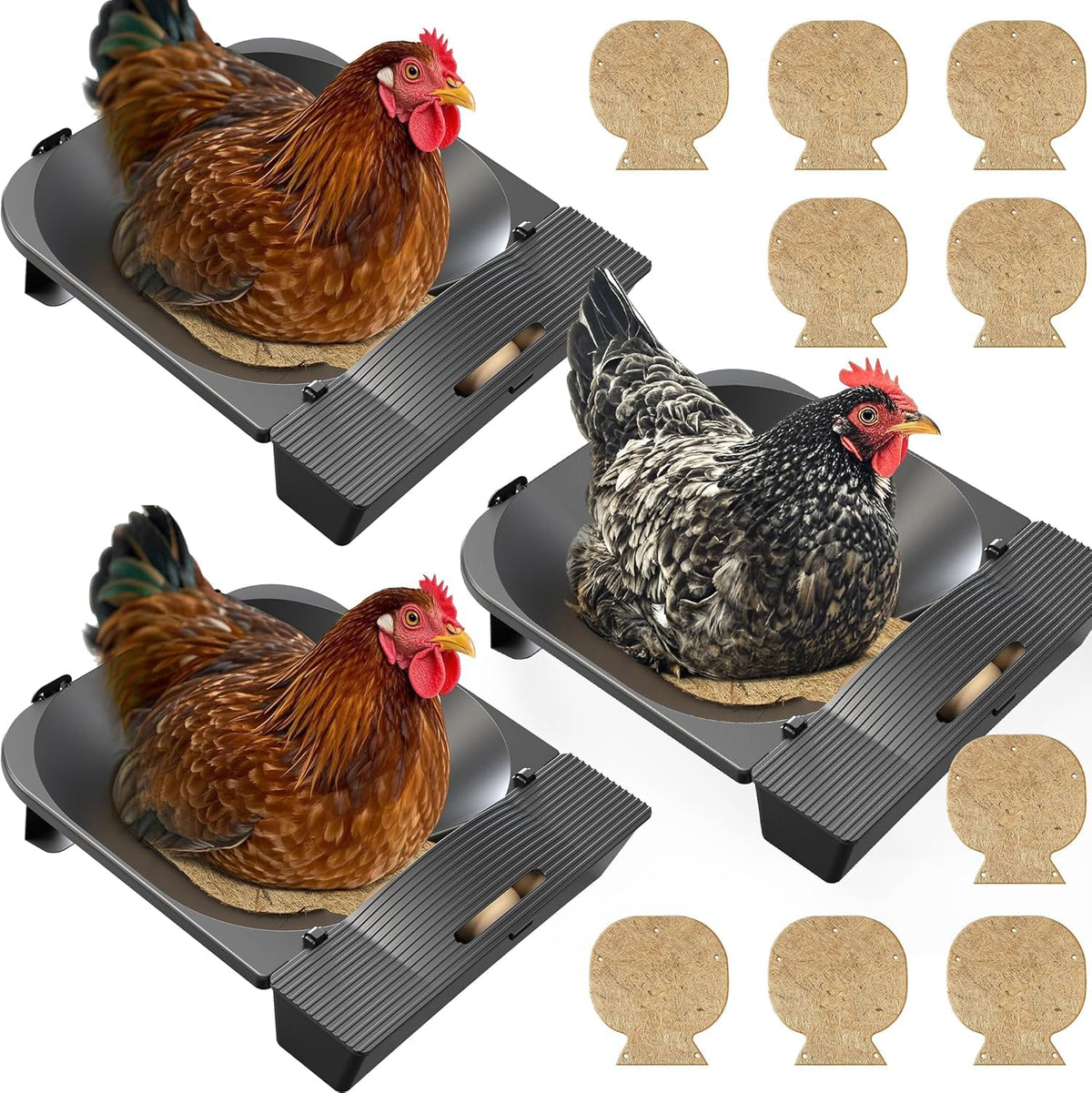 IVAHOU Roll Away Nesting Box 3-Pack with clean egg collection area