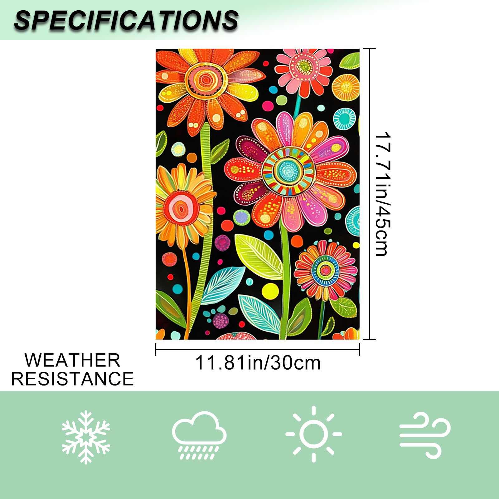 IVN Colorful Flower Spring Flag black background enhances floral contrast