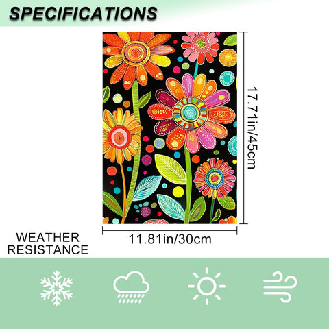 IVN Colorful Flower Spring Flag black background enhances floral contrast