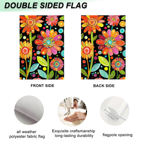 IVN Colorful Flower Spring Flag double-sided design visible from both sides