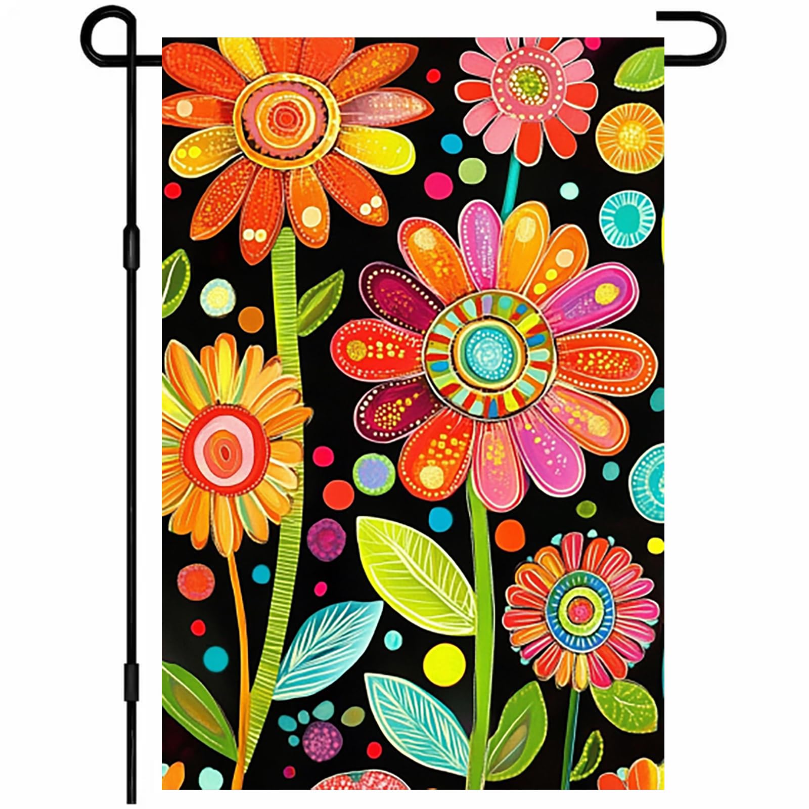 IVN Colorful Flower Spring Flag front view with vibrant colors for curb appeal