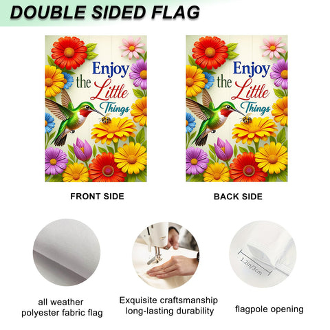 IVN hummingbird spring flag 12x18 size fits standard flag holders.